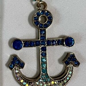 Betsey Johnson Blue and Gold Anchor Pendant